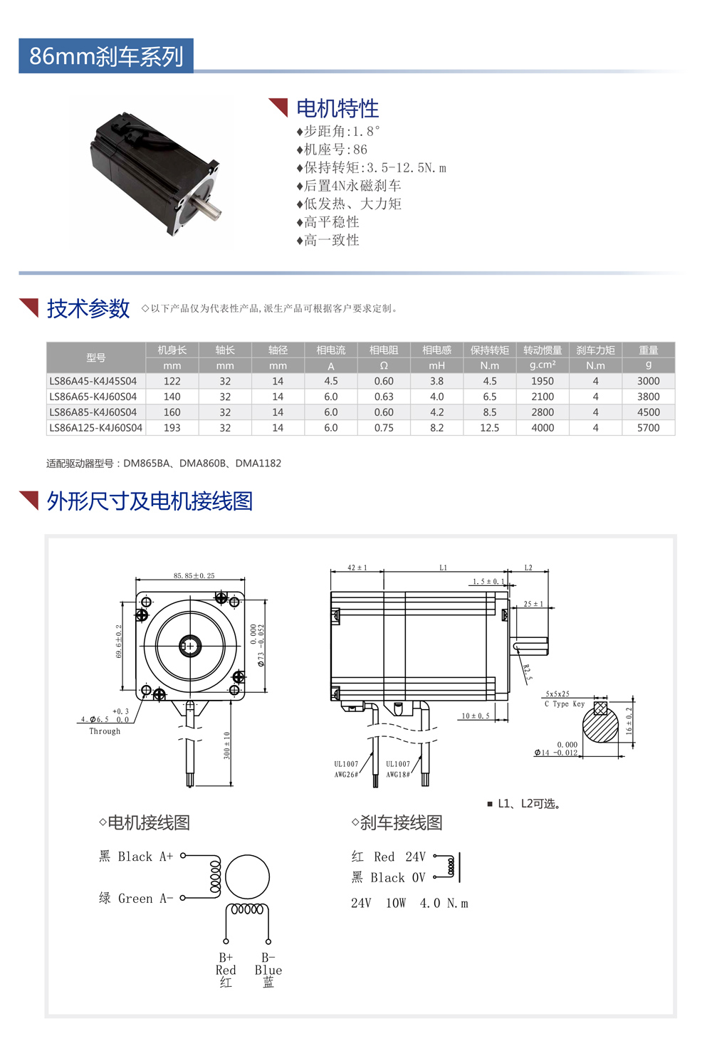 86剎車步進電機