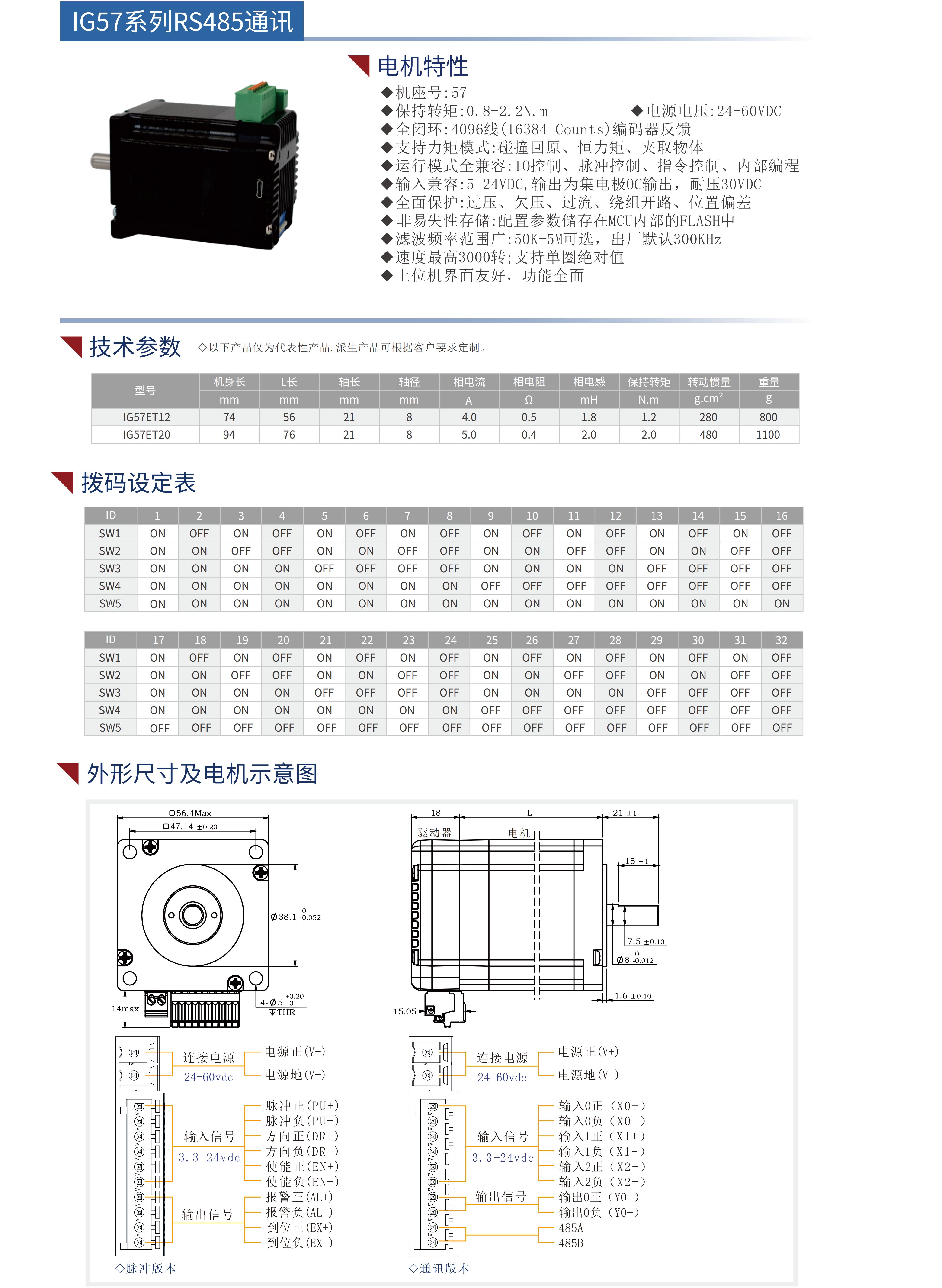 IG系列57集成式步進伺服電機(485通訊)